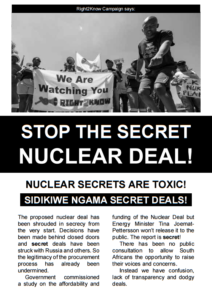 Download R2K’s pamphlet unpacking why South Africans must speak out against the flawed and secretive nuclear deal