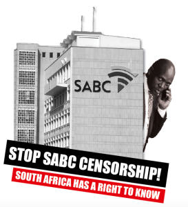 SABC protest banner