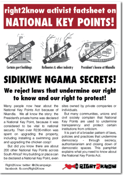 Download R2K's activist factsheet on National Key Points!